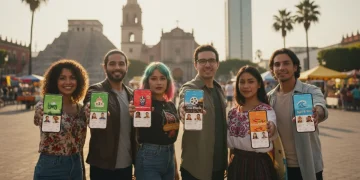 Jóvenes mexicanos utilizando diversas apps de citas de nicho, reflejando la tendencia de búsqueda de pareja en 2026.