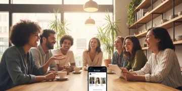 Pareja joven riendo y conectando en una cita, simbolizando relaciones serias con Hinge.